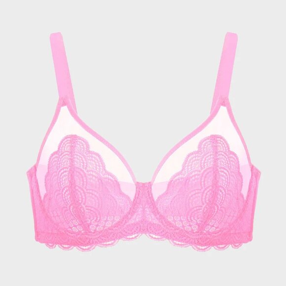 NEW🎁 Underwire Full Cup Soft Lace Detail Bra in PINK SHE CURVE - Picture 3 of 10